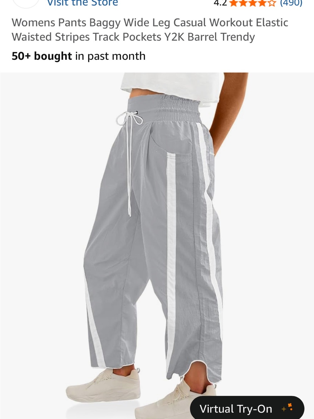 Gray Jogger Pants with White Side Stripes